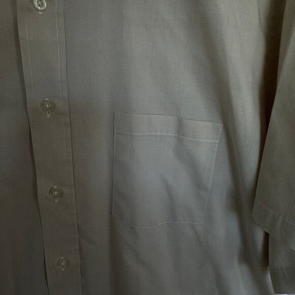 Editions By Van Heusen Short Sleeve Button Down Shirt Sz 17.5 Tan Neutral Safari - Picture 4 of 10